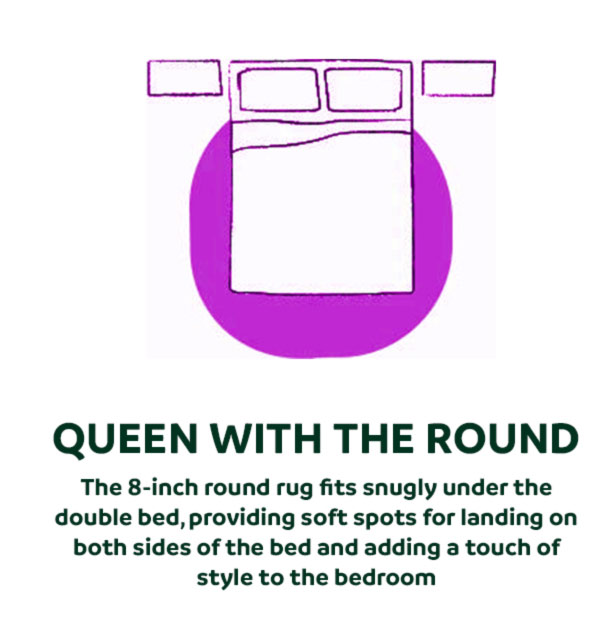 bedroom queen with the round rug